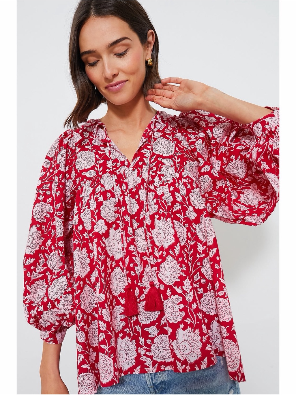 Mille X Tuckernuck Red Zinnia Charlie Top Size Medium